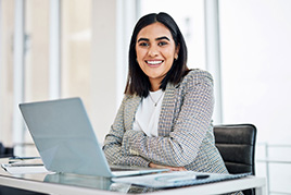 woman working on a laptop